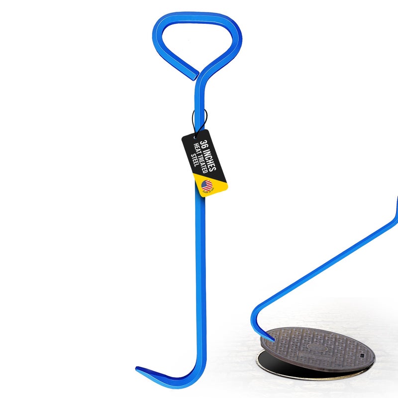 T & T Tools T&T Tools Original Manhole Hook Tool - 36-Inch Single Hook Made with Durable Hex Alloy Steel - Lift Manhole Covers & Storm Drain Cover, Versatile Lifting Hooks, Rigid Steel Tool Hook for Moving - Image 1